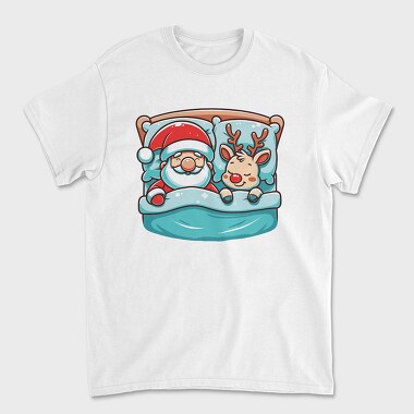 Sleepy Santa And Reindeer, Tricou Barbati (Unisex)