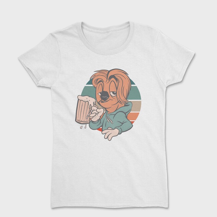 Sloth Animal With Beer Cartoon, Tricou Femei
