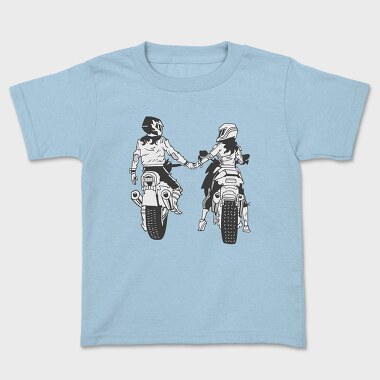 Motorcycle Couple Holding Hands Biker, Tricou Copii