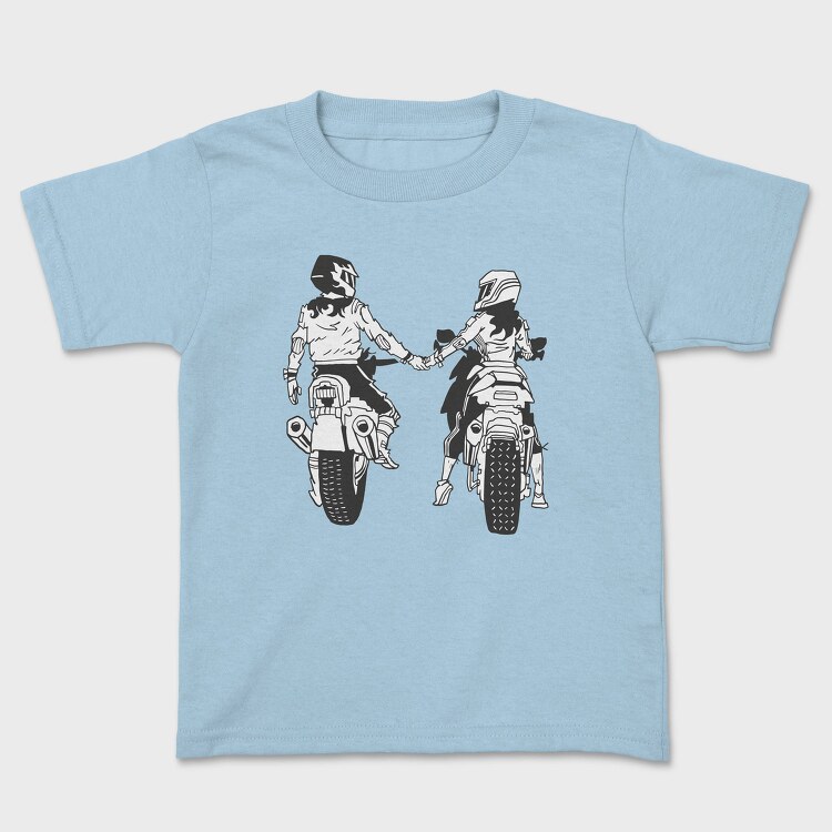 Motorcycle Couple Holding Hands Biker, Tricou Copii