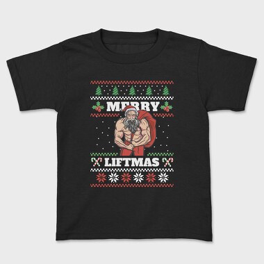 Muscular Santa Claus Ugly Sweater Liftmas, Tricou Copii