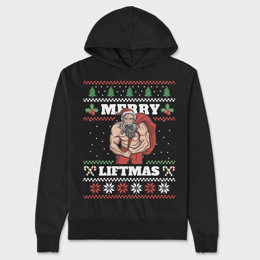 Muscular Santa Claus Ugly Sweater Liftmas, Hanorac Oversize Barbati (Unisex)