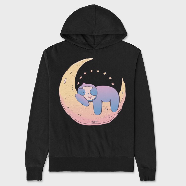 Sloth On Moon, Hanorac Oversize Barbati (Unisex)