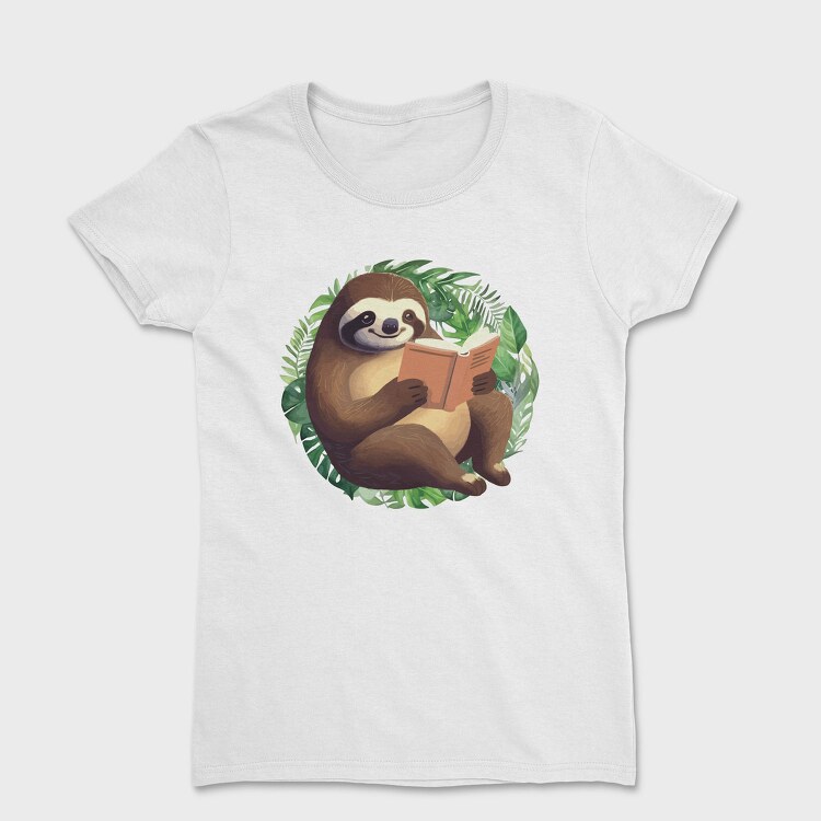 Sloth Reading Book, Tricou Femei