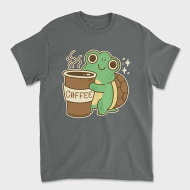 Turtle Drinking Cofffee, Tricou Barbati (Unisex)
