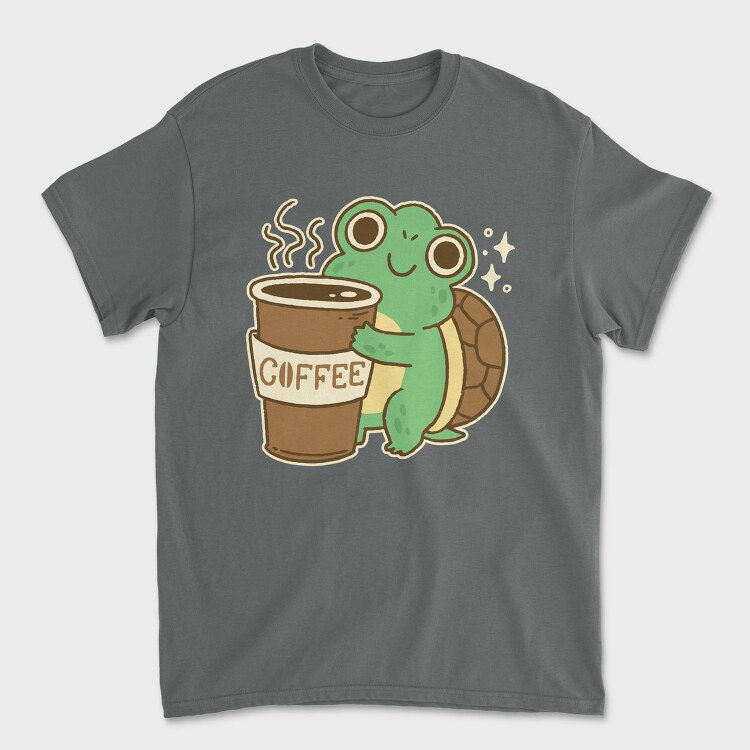 Turtle Drinking Cofffee, Tricou Barbati (Unisex)