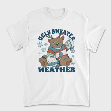 Ugly Sweater Weather Christmas Bear Mug, Tricou Barbati (Unisex)