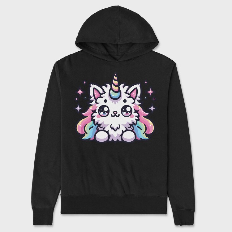 Unicorn Cat Kawaii Main Coon, Hanorac Oversize Barbati (Unisex)