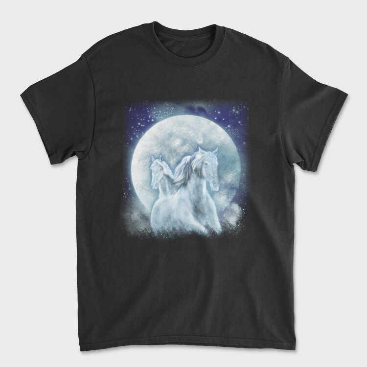 Mystic Horses Full Moon, Tricou Barbati (Unisex)