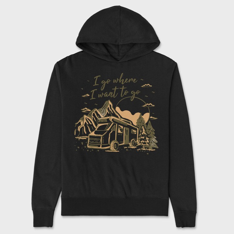 Van Car Driving In Forest Van Life Let S Live, Hanorac Oversize Barbati (Unisex)