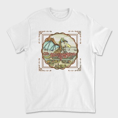 Vintage Painting Dragon Tote, Tricou Barbati (Unisex)