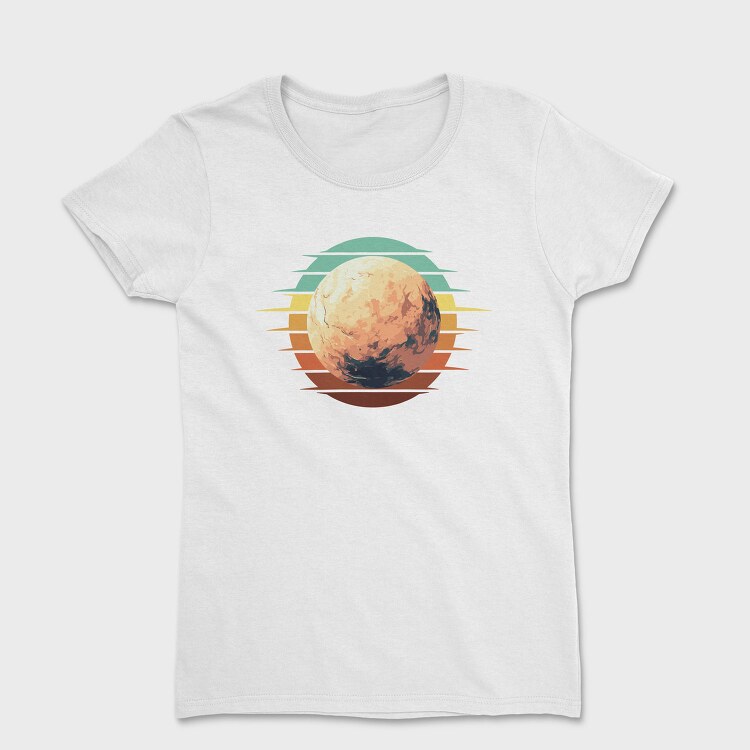 Pluto Retro Sunset Planet, Tricou Femei