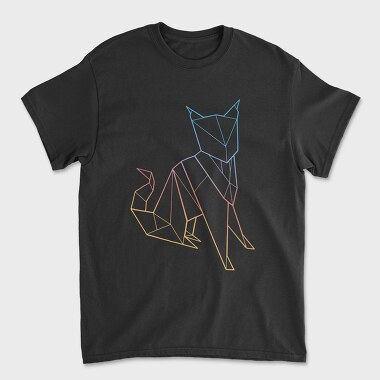 Polygonal Cat Rainbow Gradient, Tricou Barbati (Unisex)