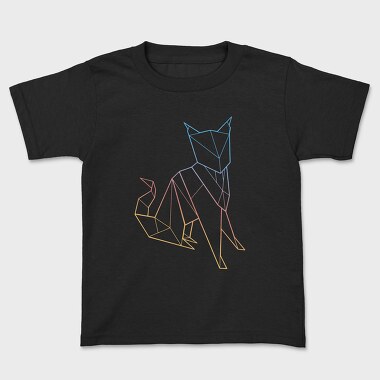 Polygonal Cat Rainbow Gradient, Tricou Copii