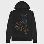 Polygonal Cat Rainbow Gradient, Hanorac Oversize Barbati (Unisex)