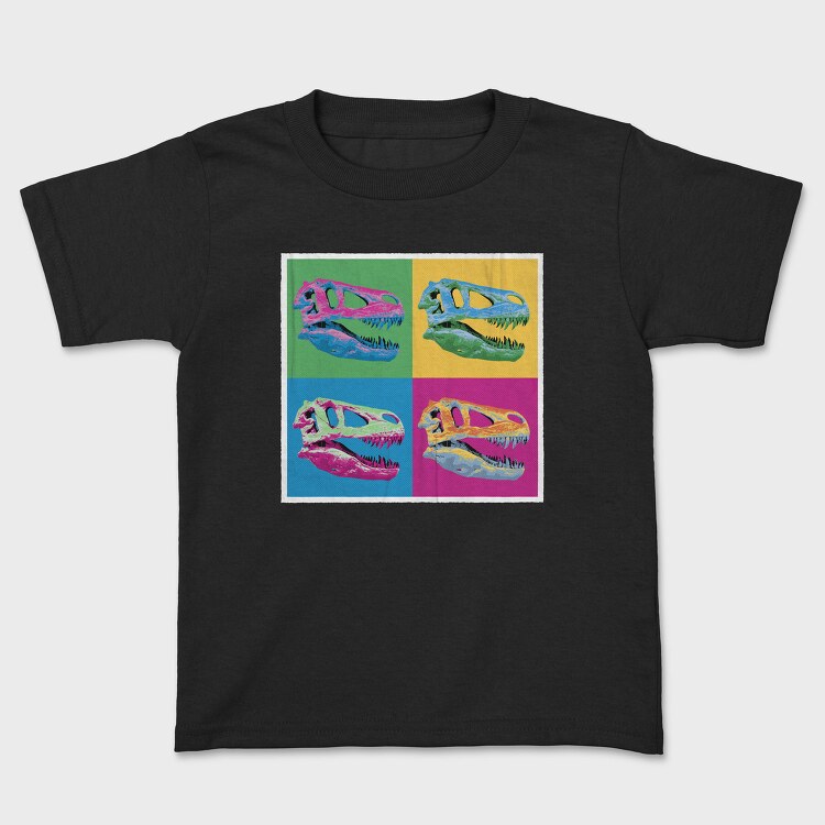 Pop Art T Rex Skull Tote, Tricou Copii