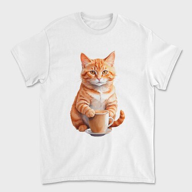 Watercolor Cat And Coffee, Tricou Barbati (Unisex)