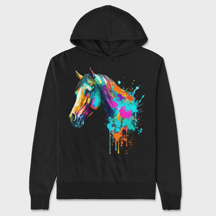 Watercolor Horse Head Drip, Hanorac Oversize Barbati (Unisex)