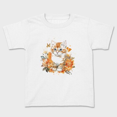 Watercolor Kitten Cute Cat, Tricou Copii