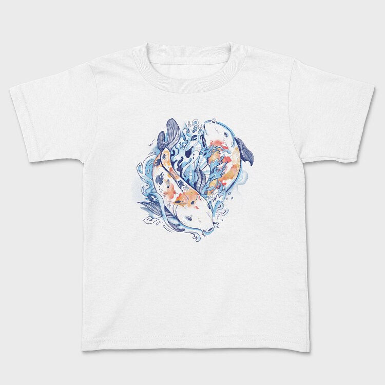 Watercolor Yin Yang Koi Fish, Tricou Copii
