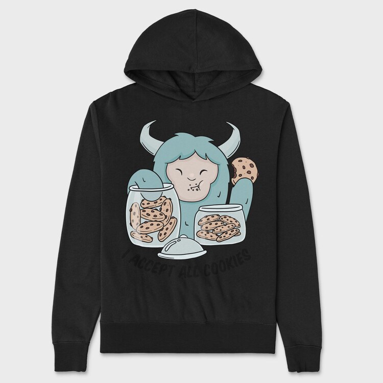 Yeti Monster Eating Cookies, Hanorac Oversize Barbati (Unisex)