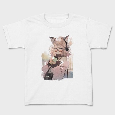 Pretty Anime Girl With Headphones, Tricou Copii