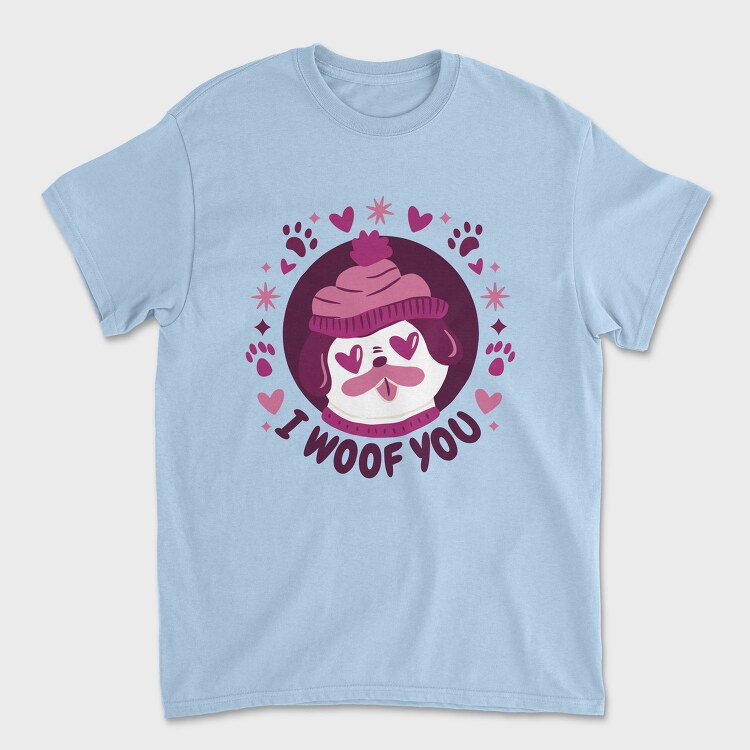 Pug Dog In Love Woof You, Tricou Barbati (Unisex)