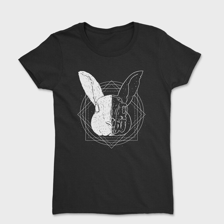 Rabbit Animal Divided Skull Head, Tricou Femei
