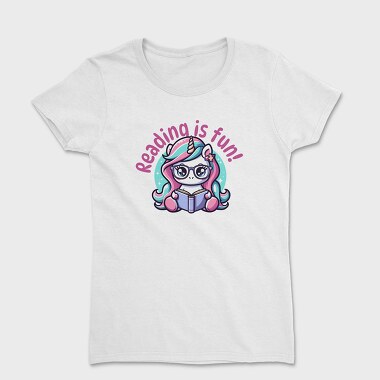Reading Is Fun Unicorn Tote, Tricou Femei