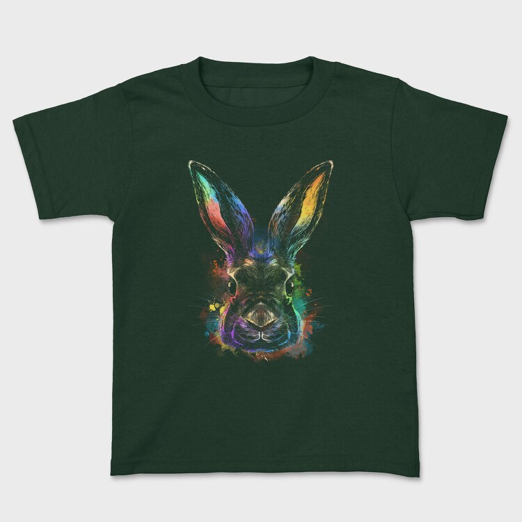 Realistic Colorful Rabbit Watercolor, Tricou Copii