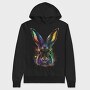 Realistic Colorful Rabbit Watercolor, Hanorac Oversize Barbati (Unisex)