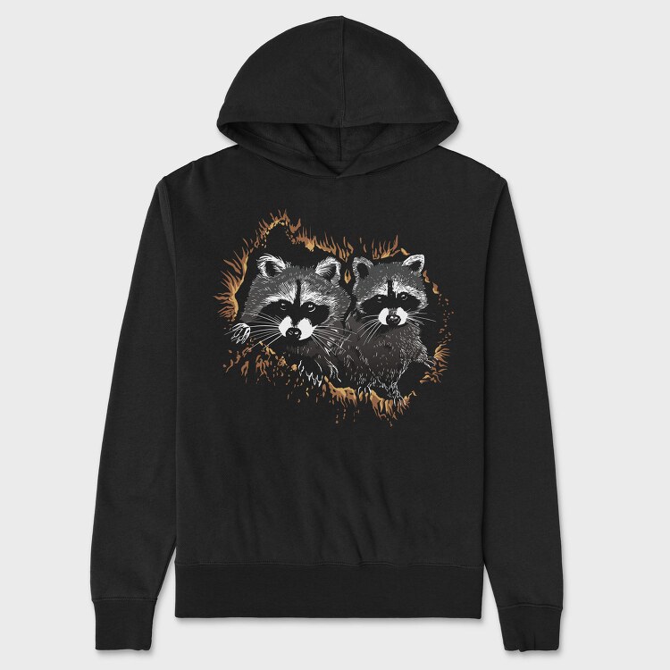 Realistic Raccoon Animals Night, Hanorac Oversize Barbati (Unisex)