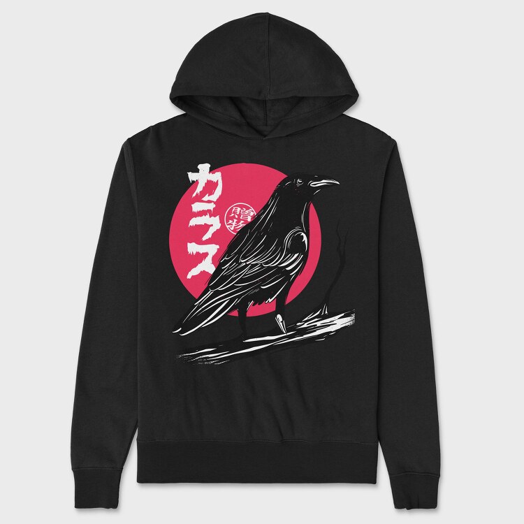 Red Moon Raven Traditional Crow, Hanorac Oversize Barbati (Unisex)