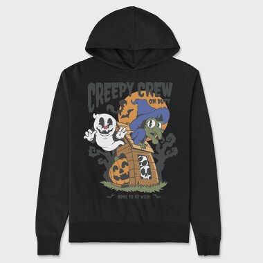 Retro Ghost Halloween Creepy Crew, Hanorac Oversize Barbati (Unisex)