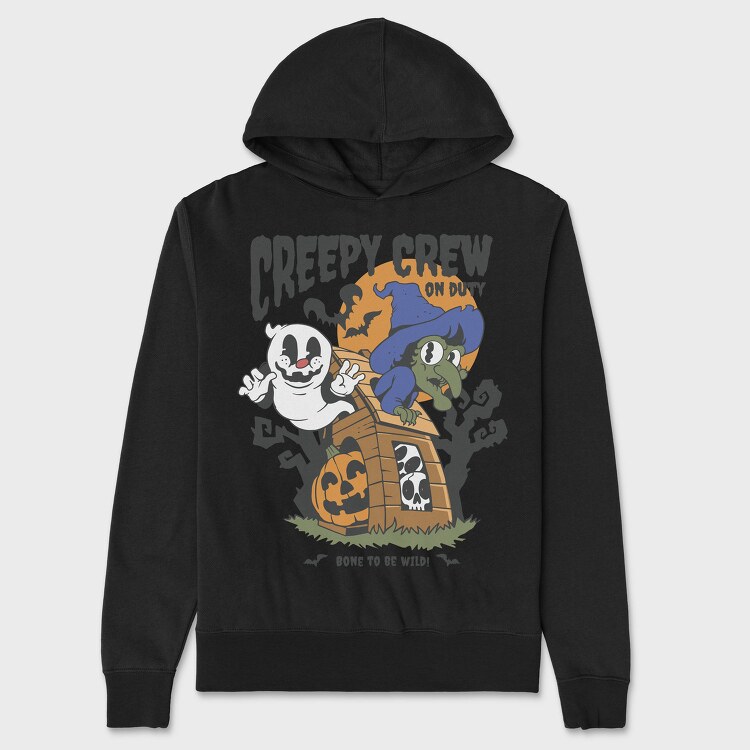 Retro Ghost Halloween Creepy Crew, Hanorac Oversize Barbati (Unisex)