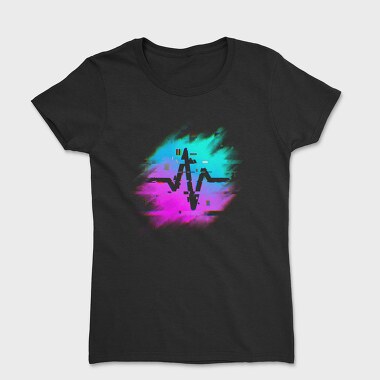 Retro Neon Glitch Logo, Tricou Femei