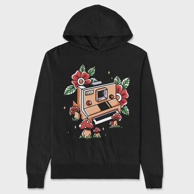 Retro Polaroid Camera Traditional Tattoo, Hanorac Oversize Barbati (Unisex)