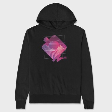 Retrowave Landscape, Hanorac Oversize Barbati (Unisex)