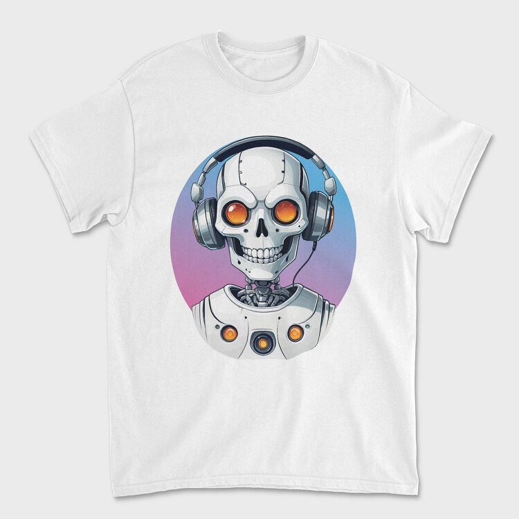 Robot Skull With Headphones, Tricou Barbati (Unisex)