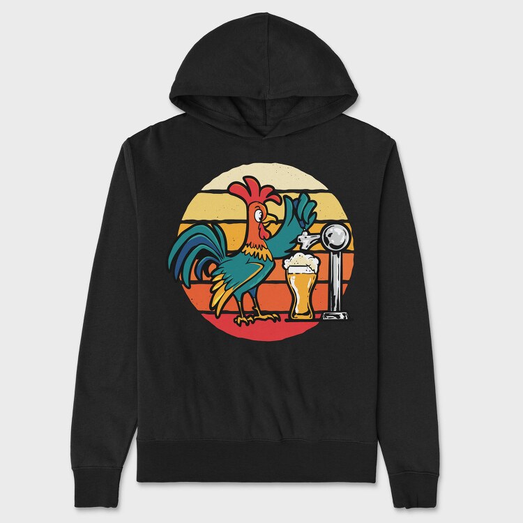 Rooster Beer In A Bar, Hanorac Oversize Barbati (Unisex)