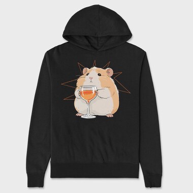 Sad Hamster With Drink, Hanorac Oversize Barbati (Unisex)