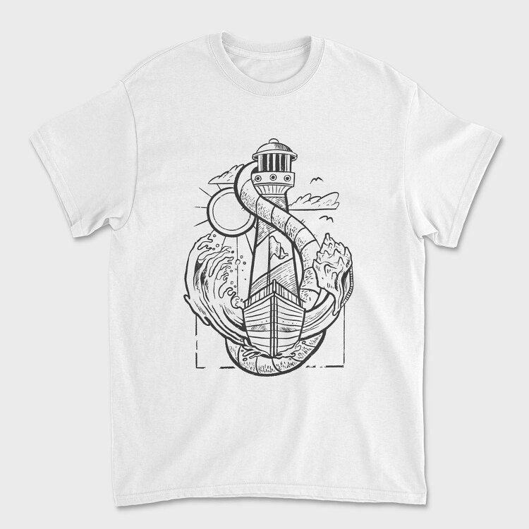Sailing Anchor Illustration, Tricou Barbati (Unisex)