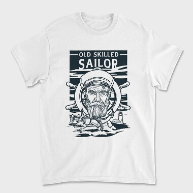 Sailor Serious Face Old Skilled Line Art, Tricou Barbati (Unisex)