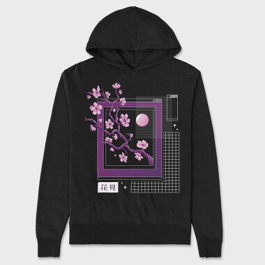 Sakura Flowers Vaporwave, Hanorac Oversize Barbati (Unisex)