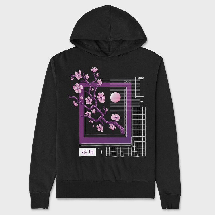 Sakura Flowers Vaporwave, Hanorac Oversize Barbati (Unisex)