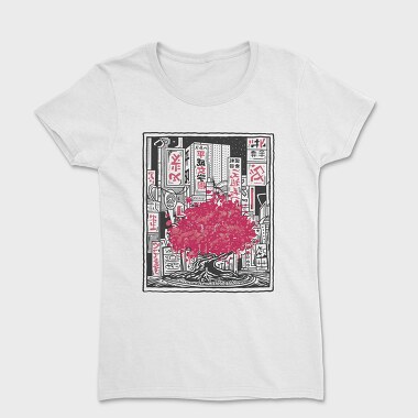 Sakura Tree City Pink Japan, Tricou Femei