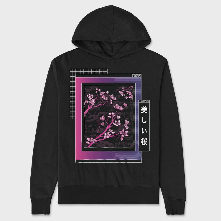 Sakura Tree Vaporwave, Hanorac Oversize Barbati (Unisex)