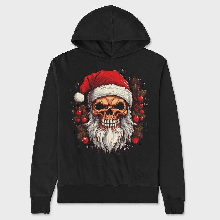 Santa Claus Skull, Hanorac Oversize Barbati (Unisex)
