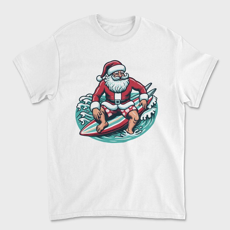Santa Claus Surfing, Tricou Barbati (Unisex)