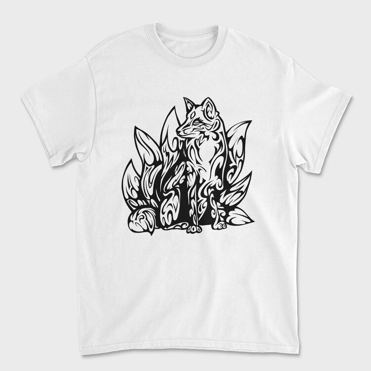Tribal Kitsune Fox, Tricou Barbati (Unisex)